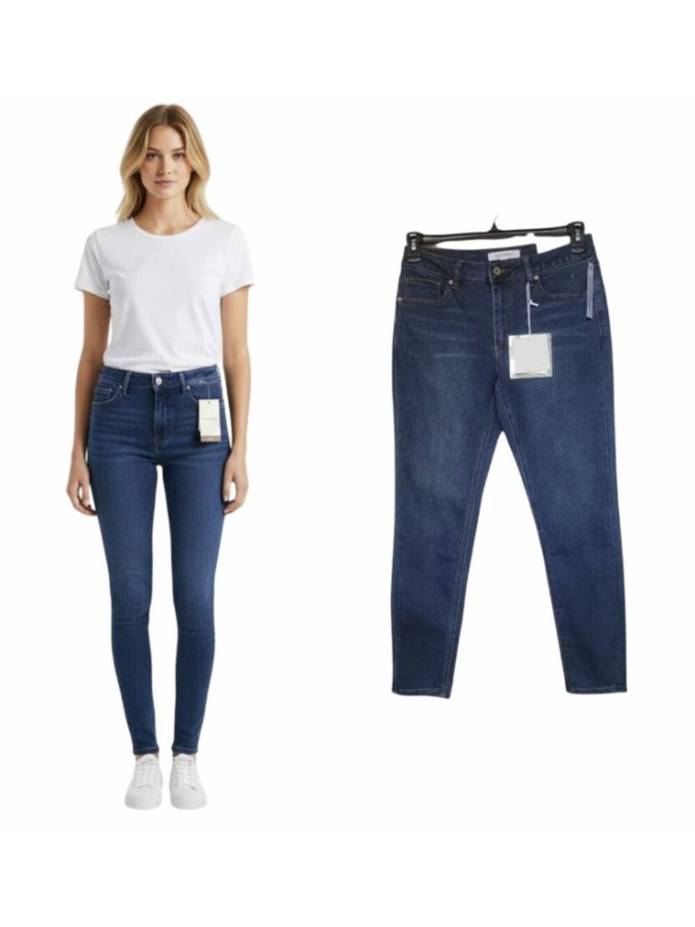 ⭐Ellen Tracy Mid Rise Skinny Slim Jeans Size 8 Women Ace Wash Denim blue New